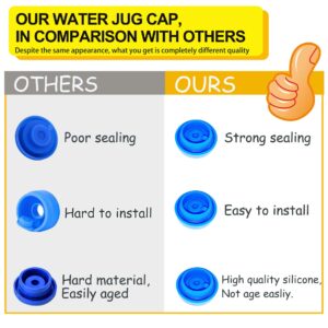 Striludo 3 Packs 5 Gallon Water Jug Lids，Replacement Water Jug Caps,Reusable Silicone Leak Proof Jug Lid for 55mm Bottles