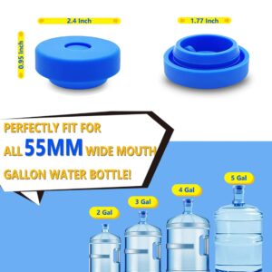 Striludo 3 Packs 5 Gallon Water Jug Lids，Replacement Water Jug Caps,Reusable Silicone Leak Proof Jug Lid for 55mm Bottles