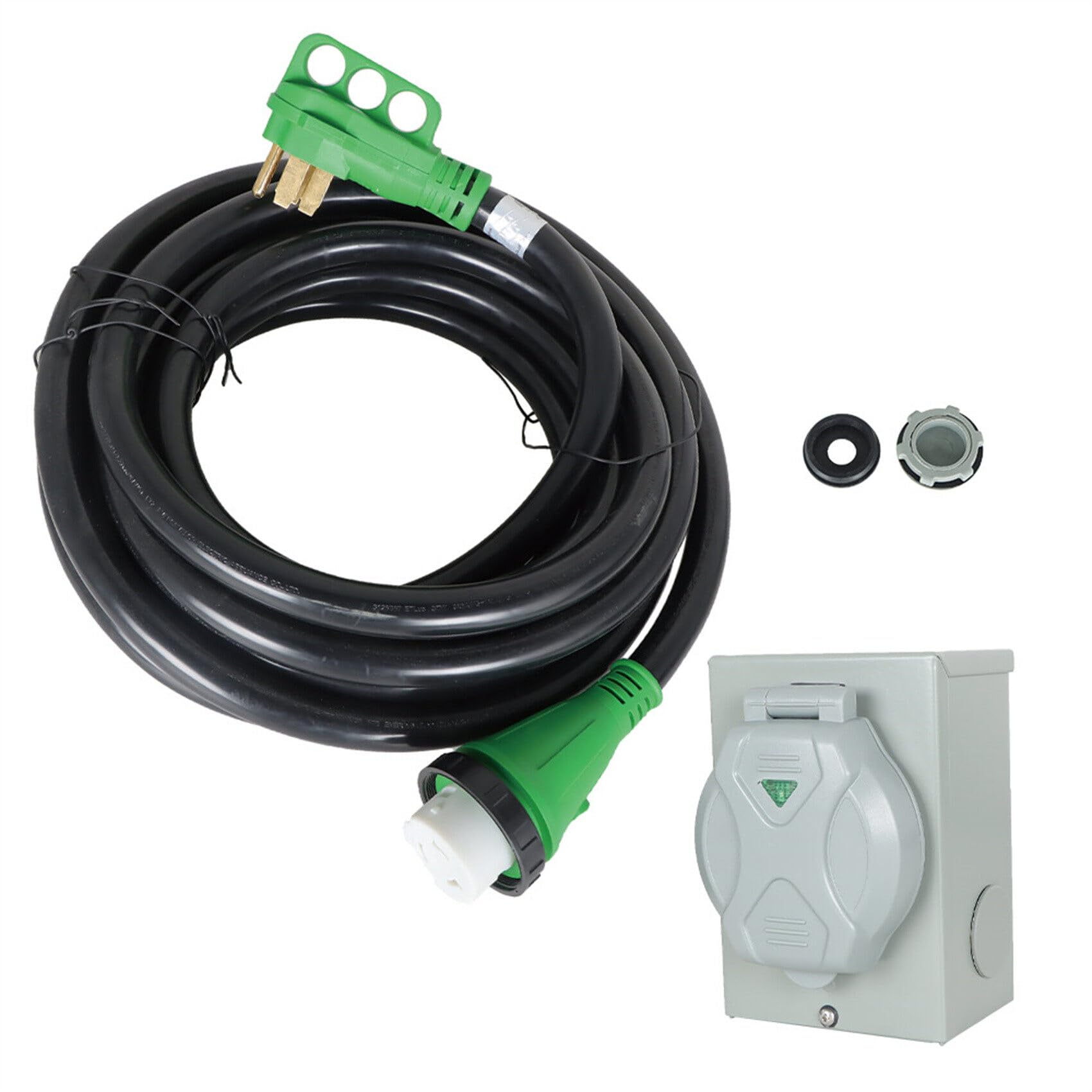 labwork 50A 30 Feet Locking RV Extension Cord & Power Inlet Box 14-50P to SS2-50R Generator Extension Cord with SS2-50P Generator Inlet