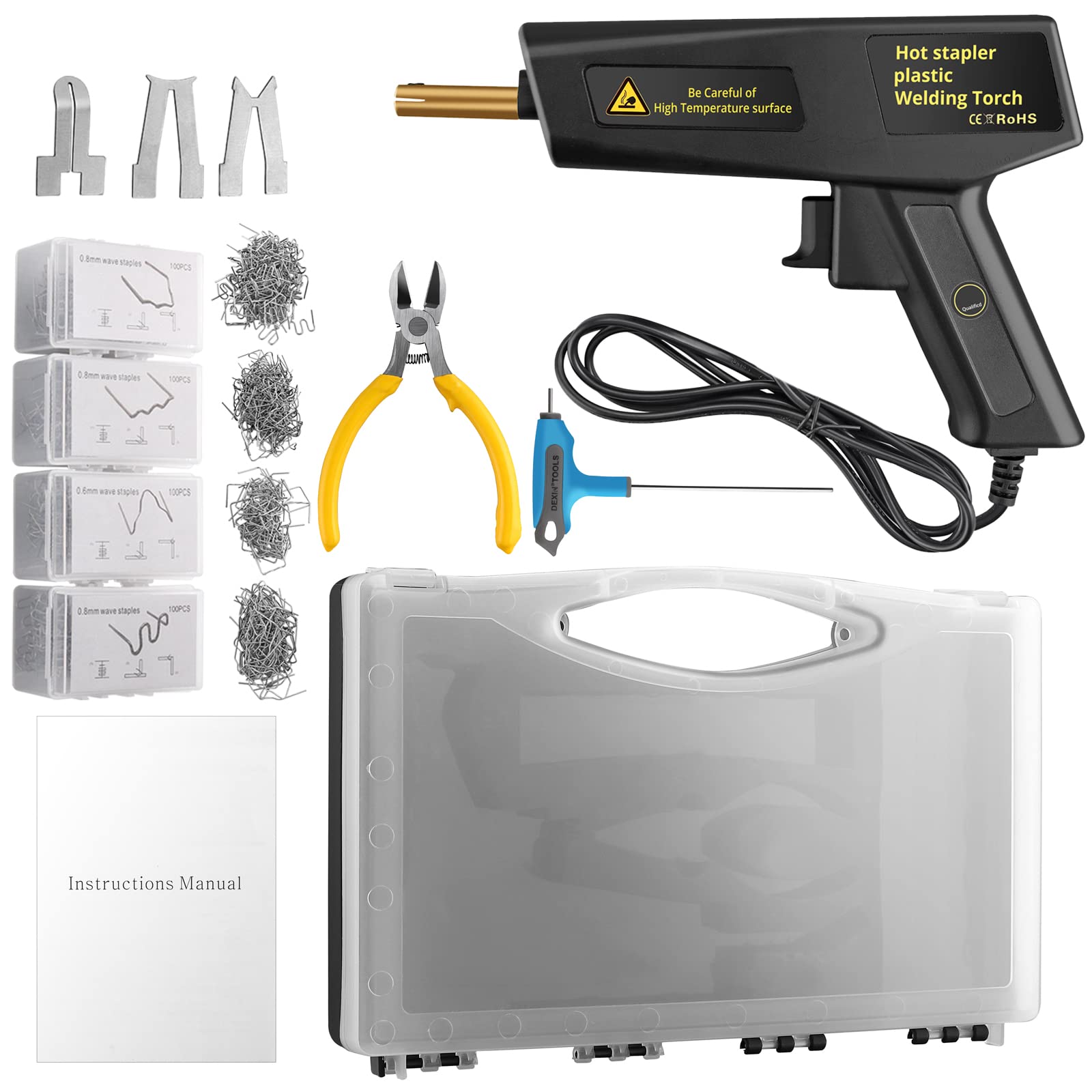 AUTOUTLET 120W Plastic Welding Kit Plastic Welder with 400pcs Hot Staples, Handy Hot Stapler Plastic Repair Kit for Repairing Cracked Plastic Parts of Car