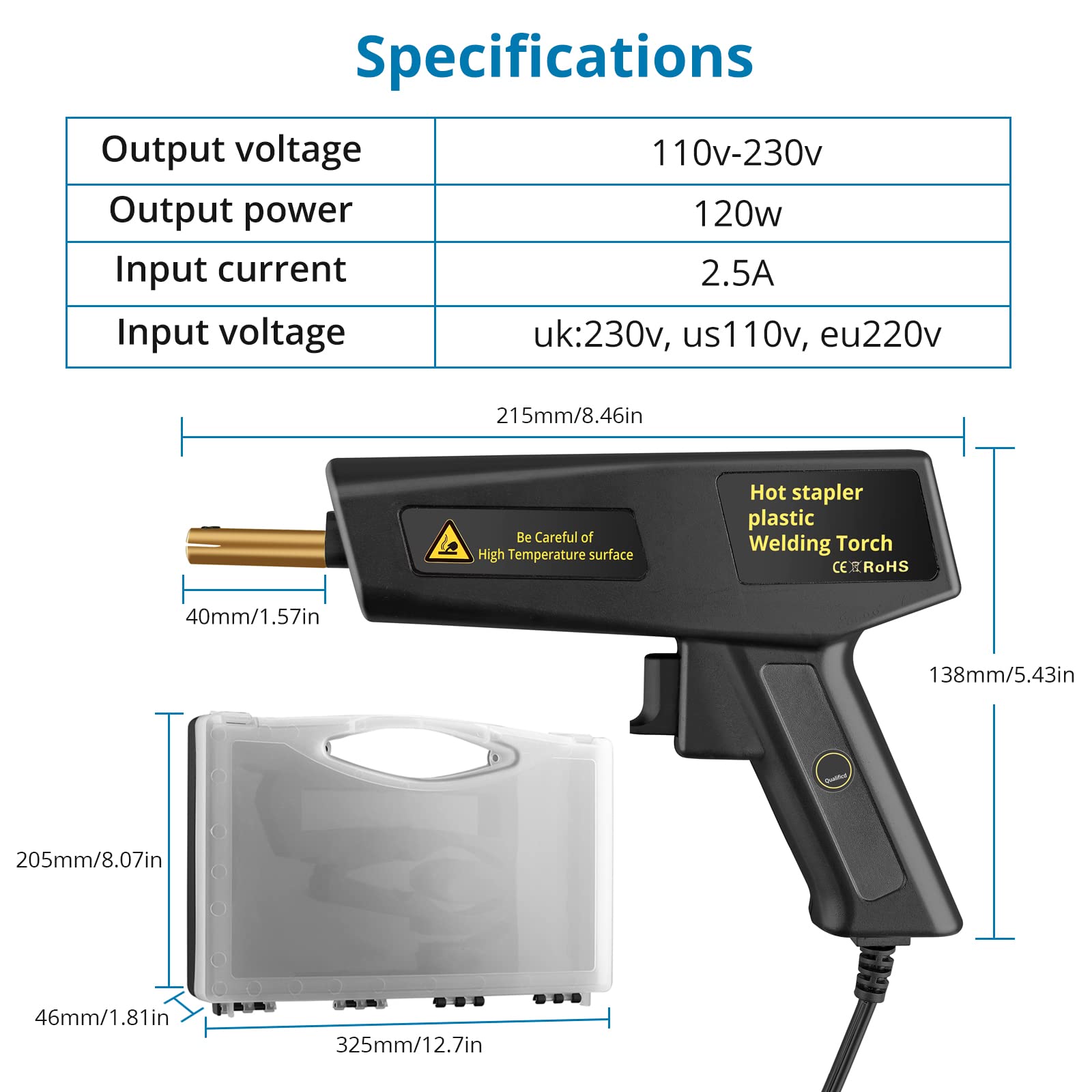 AUTOUTLET 120W Plastic Welding Kit Plastic Welder with 400pcs Hot Staples, Handy Hot Stapler Plastic Repair Kit for Repairing Cracked Plastic Parts of Car