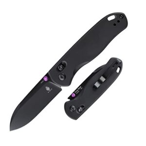 kizer drop bear edc folding knife black aluminium handle pocket knife, 154cm steel thumb-stud outdoor tools, v3619c2