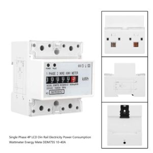 Watris Veiyi DDM75S 10-40A Single Phase KWH Meter, 4P Din Rail Energy Meter, Electric Meter, Electronic Din Rail KWh Meter, LED Electricity Power Consumption Wattmeter Energy Meter