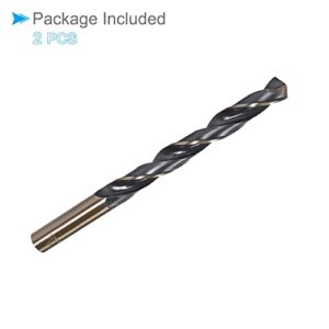 CoCud Twist Drill Bits, 11mm Cutting Edge, Titanium & Nitride Coated High Speed Steel 4341 Round Shank - (Applications: for Stainless Steel Drilling Machine), 2-Pieces