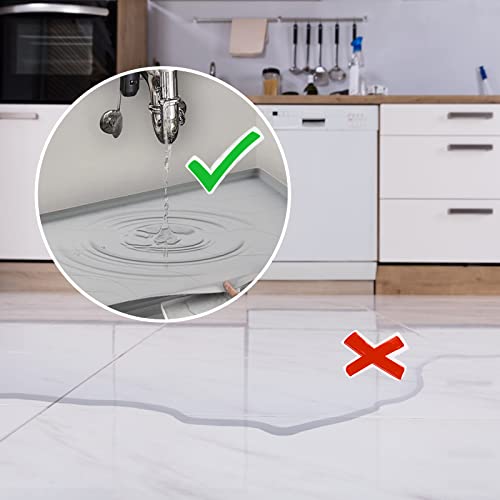 Kitchen Waterproof Under Sink Mat: Silicone Under Sink Liner，Under Sink Liner Drip Tray，34" x 22" Under Sink Kitchen Cabinet Mat，Under Sink Liner Drip Tray，Kitchen Sink Mats