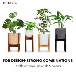 Fox & Fern Flower Pot, 12 Inch Plant Pots Indoor, 12 Inch Planters for Indoor Plants, 12 Inch Pots for Plants - 3D Line Texture - Polystone - Including Drainage Plug – Sand Finish - 12 Inch Planter