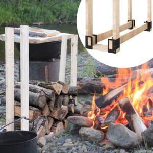 Zhitaoxun 4 Pack Firewood Log Storage Rack Bracket,Indoor Outdoor Adjustable Heavy Duty Powder Coated Steel Holder,Fireplace Wood Storage, Log Holder