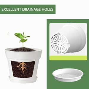 Olisx 12 Pack 4 inch Plastic Planters, Seedlings Plant Nursery Pots with Drainage Holes and Saucers for Plants Flowers Succulent and All House Plants, White