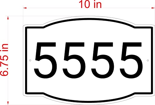 Horizontal White and Black House Number, Address Plaque Sign for Mailbox, Customized for House, Store, Office, Outside, 911 Visibility Signage