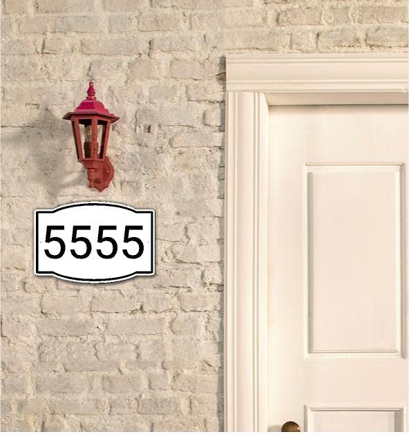 Horizontal White and Black House Number, Address Plaque Sign for Mailbox, Customized for House, Store, Office, Outside, 911 Visibility Signage