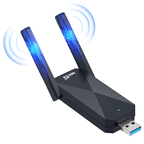 USB WiFi 6 Adapter for PC, AX1800 USB3.0 Wireless WiFi Adapter for Desktop PC with 5G/2.4G High Gain Antenna, Drive Free 1800Mbps Dual Band WiFi Dongle, PC WiFi Adapter Only Support Win10/11