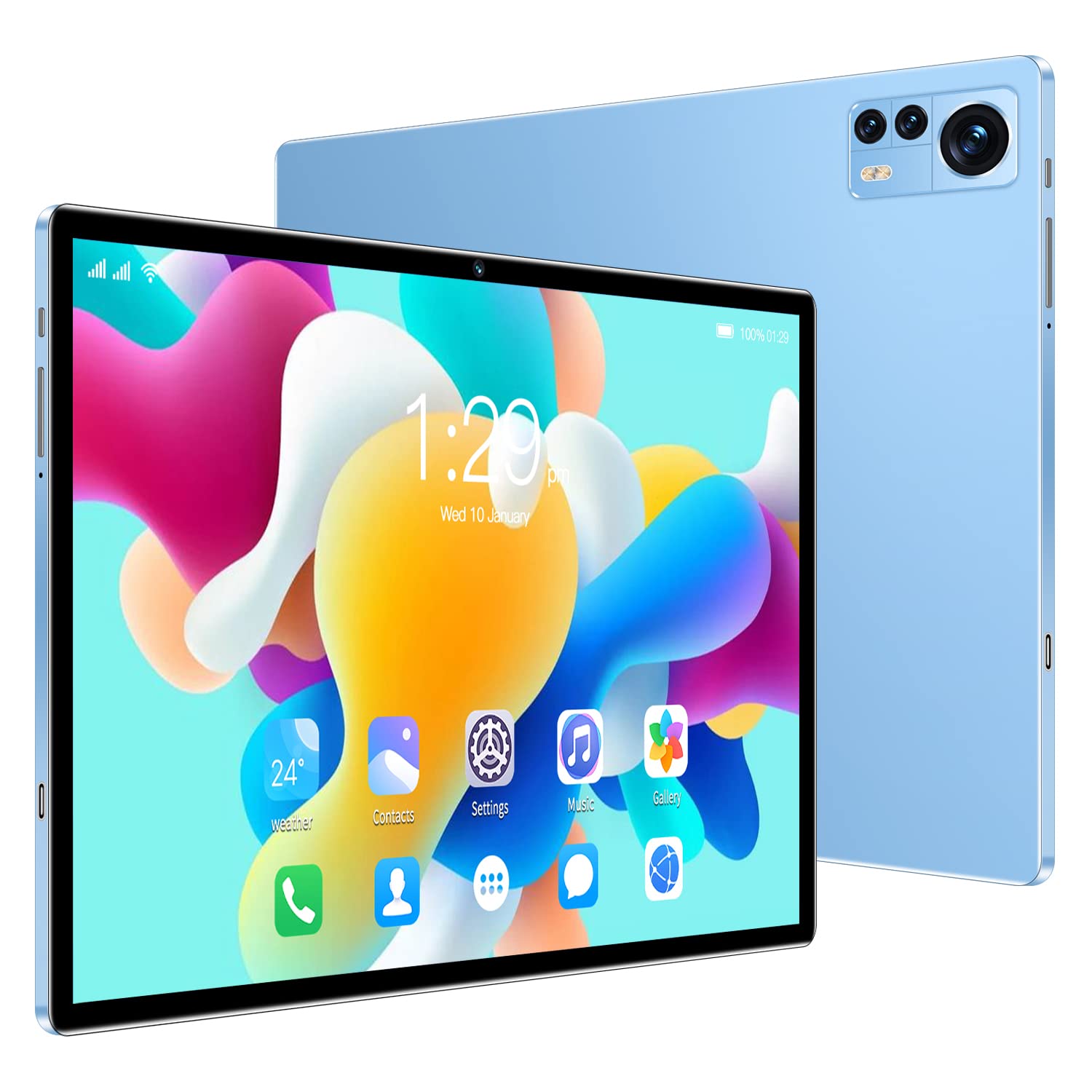 10.1 inch X12 Tablet, 4+32G Full Screen Tablets with Dual SIM Card Slots, Android 8, 1280x800 HD, WiFi, Bluetooth, GPS, 2MP/5MP Camera (Blue)