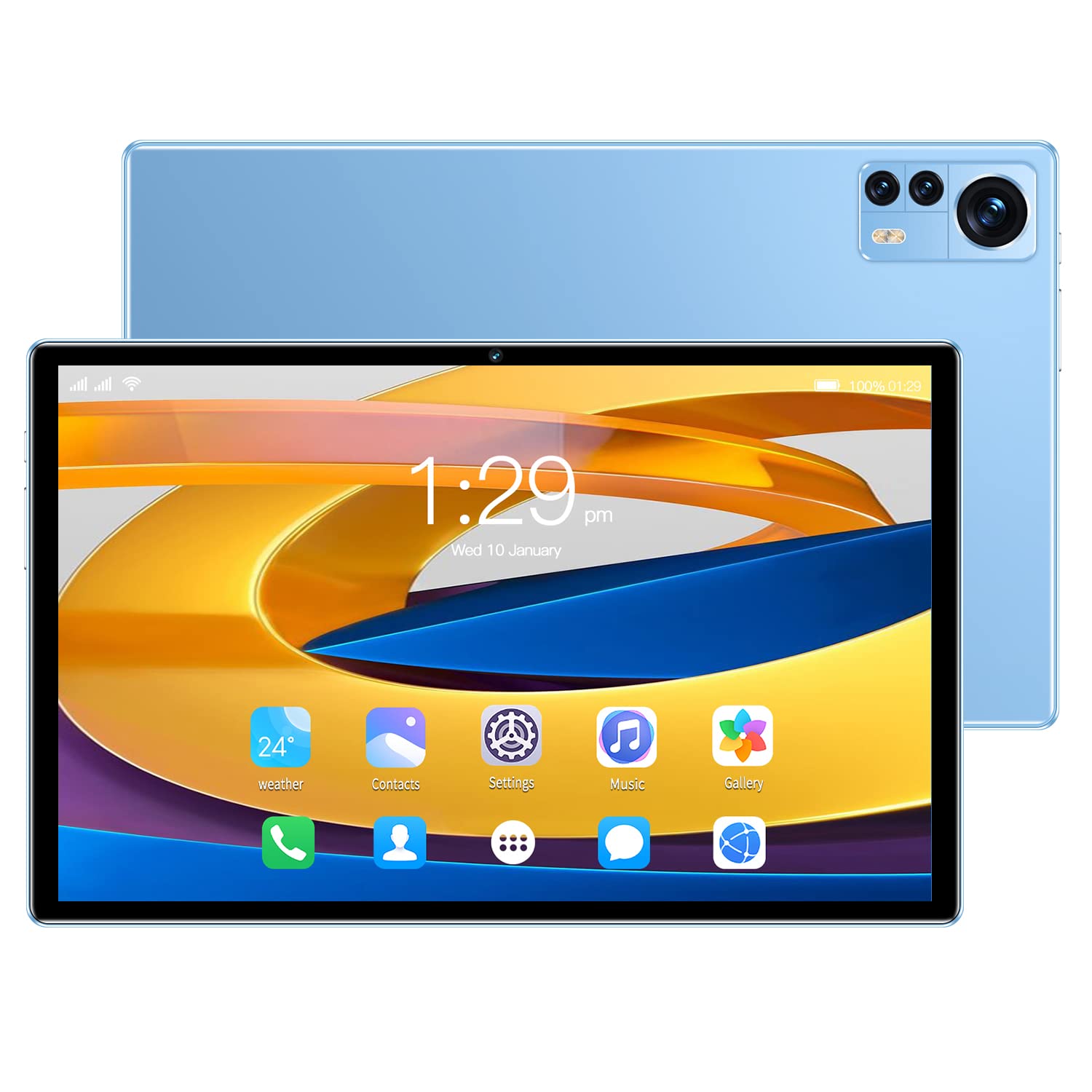 10.1 inch X12 Tablet, 4+32G Full Screen Tablets with Dual SIM Card Slots, Android 8, 1280x800 HD, WiFi, Bluetooth, GPS, 2MP/5MP Camera (Blue)