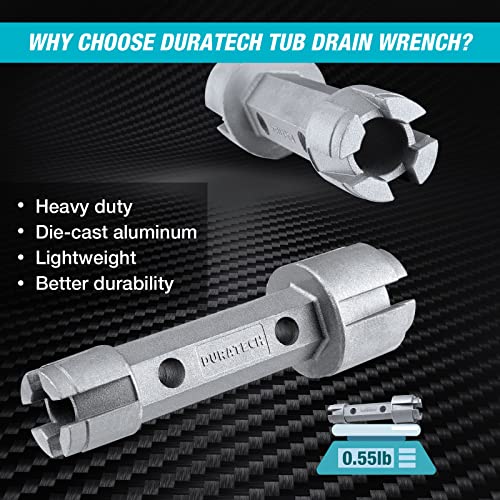 DURATECH Tub Drain Remover Wrench, Tub Dual Ended Drain Wrench, Aluminum Alloy Wrench for Bath drains, Shower Drains and Closet Spuds