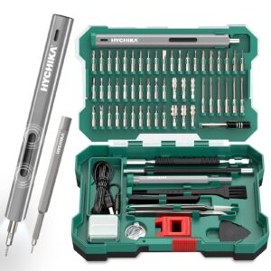 precision screwdriver set electric, 67 in 1 electric screwdriver kit with 52 magnetic bits, hychika professional electronics repair tool kit w/led for computer phone drone pc camera