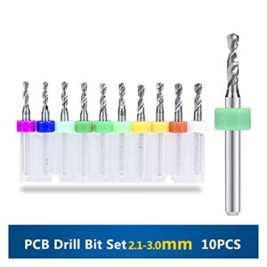 VIEUE Drill Bits PCB Drill Bits 10pcs 2.1-3.0mm 1/8" Shank Tungsten Carbide Gun Drill for PCB Printed Circuit Board Drilling Tools (Color : PCB3.05 10PCS)