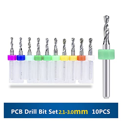 VIEUE Drill Bits PCB Drill Bits 10pcs 2.1-3.0mm 1/8" Shank Tungsten Carbide Gun Drill for PCB Printed Circuit Board Drilling Tools (Color : PCB3.05 10PCS)