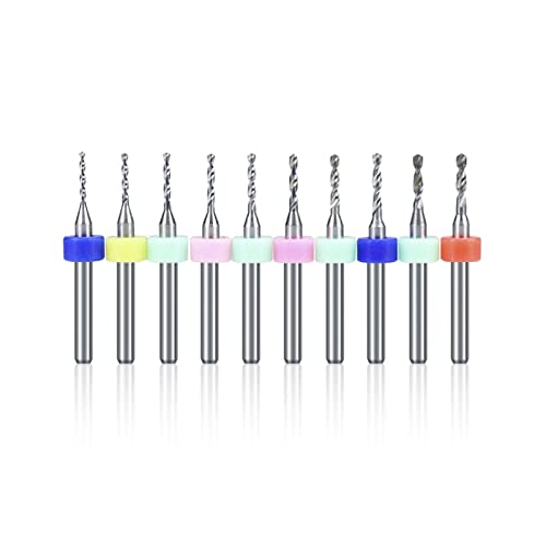 VIEUE Drill Bits 10 Pack 1.1-2.05mm PCB Drill Bit Set 3.175mm Shank PCB Micro Drill Bit Carbide Bit Set (Color : PCB1.25 10PCS)