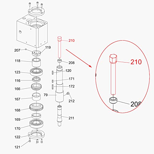 AUIDO Drawbar, SIEG X2&X2L&SX2&JET JMD-1L&CX605&Grizzly G8689&Little Milling 9&Clarke CMD300 R8 Spindle Mini Mill spares parts (R8)