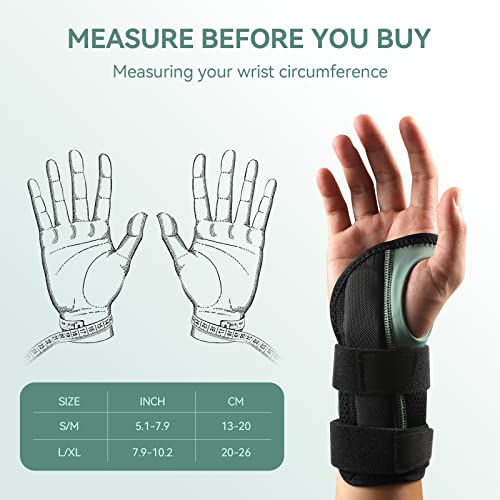 AGPTEK Wrist Brace, Wrist Support for Carpal Tunnel, Night Sleep Wrist Splint, Hand Brace for Arthritis, Sprains, Tendonitis and Joint Pain, Suitable for Right Hand, S：5.1-7.9in