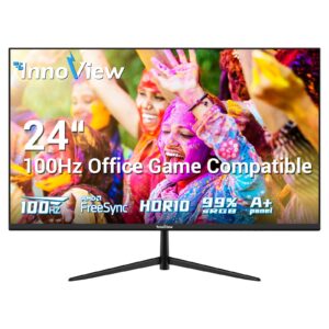 innoview 24 inch fhd 100hz eyes care built-in speakers frameless 4000:1 contrast ratio ultra thin bezel professional computer office gaming monitor