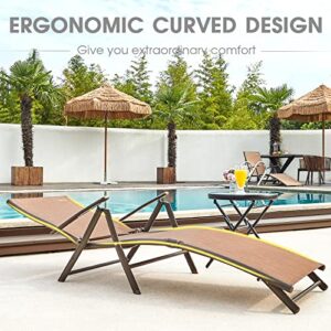 NATURAL EXPRESSIONS Outdoor Chaise Lounge Chairs for Outside, Aluminum Patio Lounger Pool Furniture Adjustable Folding Recliner Chair for Beach, Backyard,Lawn,Poolside Supports 300 lbs