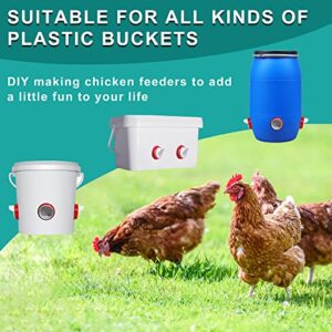 ZenxyHoC Chicken Feeders No Waste, DIY Automatic Poultry Feeder 4 Ports 1 Hole Saw with Covers Gravity Feed Kit for Buckets Barrels Bins Troughs