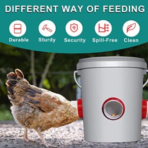 ZenxyHoC Chicken Feeders No Waste, DIY Automatic Poultry Feeder 4 Ports 1 Hole Saw with Covers Gravity Feed Kit for Buckets Barrels Bins Troughs