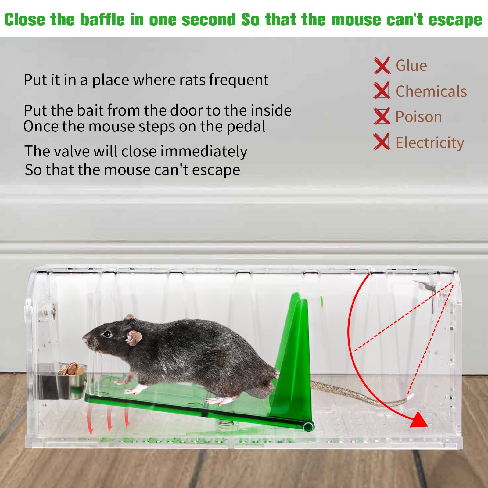 Heyouou Humane Mouse Traps Indoor Outdoor, Reusable Rat Catch and Release That Work, No Kill Live Safe Mice Trap Catcher for House, Garage, Small Rodent, Voles, Hamsters, Mole 2 pack Blue Mouse Traps