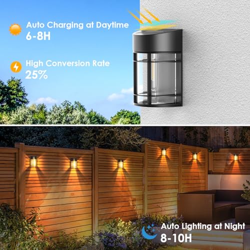 Mancra 8 Pack Solar Fence Lights, LED Solar Outdoor Lights Waterproof Solar Deck Lights Patio Decor for Outside Yard Porch Driveway, 3000K