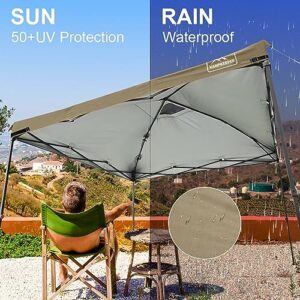 KAMPKEEPER 10x10 Pop Up Canopy Tent Top Replacement Cover Roof with Air Vent, Polyester UV 30 Waterproof for Outdoor Garden Patio Pavilion Sun Shade(Top Only) (Khaki)