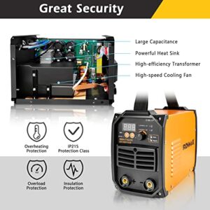 Happytools 200A MMA/TIG Welding Machine, 2 in 1 Portable Inverter ARC Welder with Adjustable Strap and Face Shield, 110/220V Stick Welder Welding Stainless Steel Iron Carbon Steel Metal