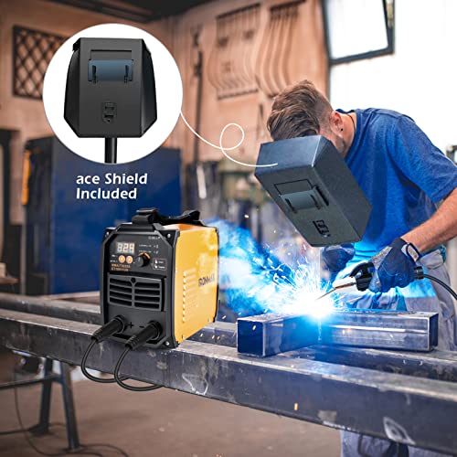 Happytools 200A MMA/TIG Welding Machine, 2 in 1 Portable Inverter ARC Welder with Adjustable Strap and Face Shield, 110/220V Stick Welder Welding Stainless Steel Iron Carbon Steel Metal