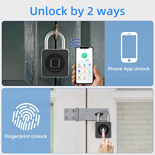 eLinkSmart Gym Locker Padlock - Fingerprint Mobile APP Unlock Remote Management: Outdoor Waterproof Keyless Biometric Padlock for Gym Luggage Bags Locker Storage Tool Box Gun Case Footlocker Lock