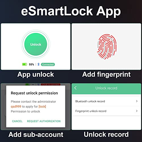 eLinkSmart Gym Locker Padlock - Fingerprint Mobile APP Unlock Remote Management: Outdoor Waterproof Keyless Biometric Padlock for Gym Luggage Bags Locker Storage Tool Box Gun Case Footlocker Lock