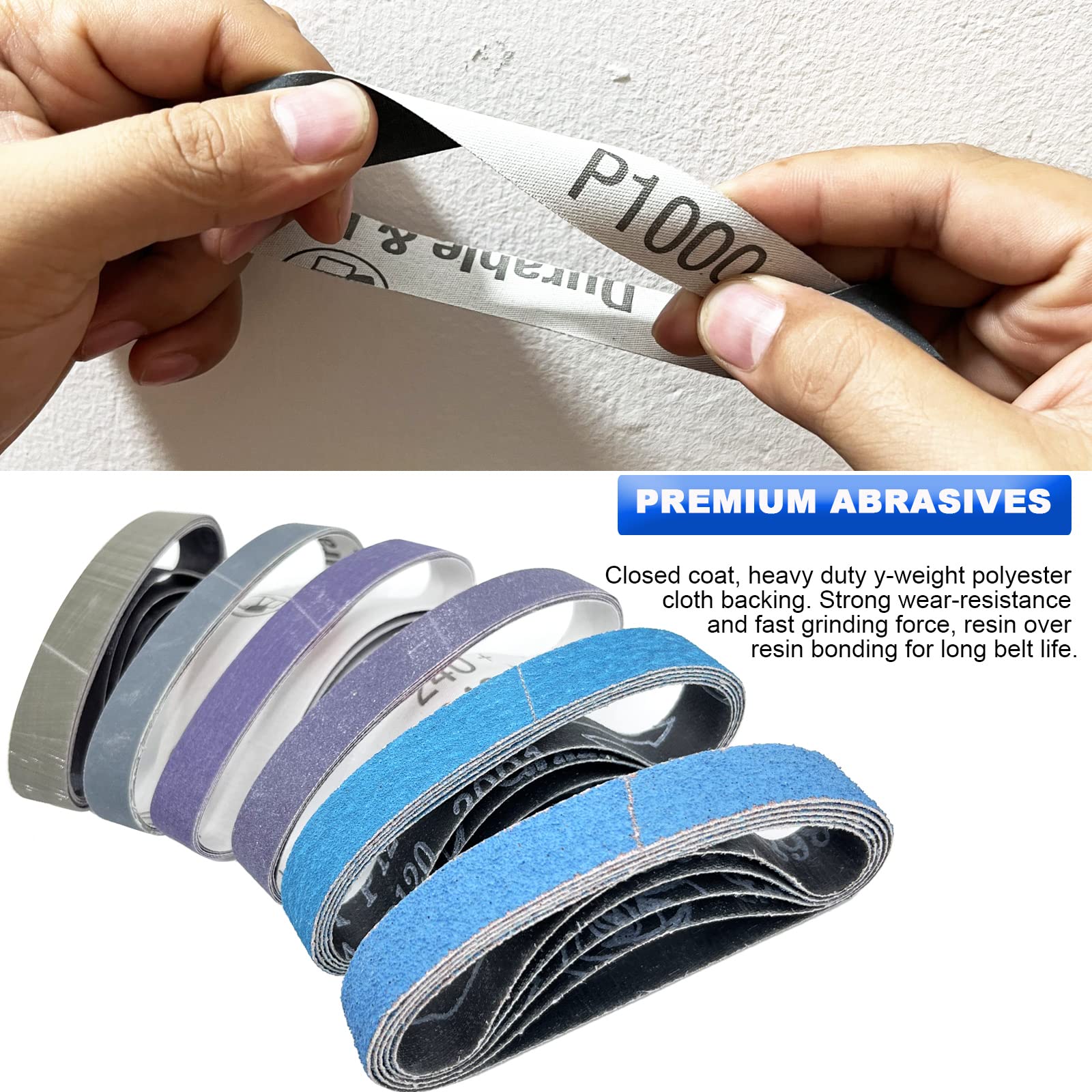 30-Pack 3/4 x 12 Inches Replacement Sanding Belt Kit for Work Sharp Knife & Tool Sharpener Ken Onion Edition (WSKTS-KO) - Knife Sharpening Belts 80/120/240/400/1000/2500 Grits