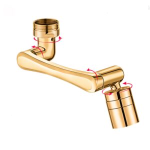 faucet extender,1440°rotating splash proof filter extender faucet aerator, 2 water outlet modes swivel robotic arm adapter for bathroom kitchen-gold double water outlet