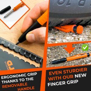 THORVALD New 2-in1 Carpenter Pencils winth Finger Grip for Carpenter (Incl. 7 Leads + Sharpener) Solid Mechanical Pencils with Fine Point/Best Marking tools Construction/Carpenters/Scriber