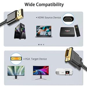 AKWOR HDMI to VGA, 6FT Gold-Plated HDMI to VGA Cable (Male to Male) Compatible for Computer, Desktop, Laptop, PC, Monitor, Projector, HDTV, Raspberry Pi, Roku, Xbox and More