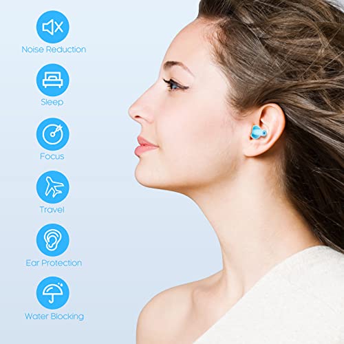 Reusable Silicone Ear Plugs - Rowotup Ultra Soft Waterproof Noise Cancelling Earplugs for Sleeping, Swimming, Snoring, Shooting, Concerts, Work - 28dB Highest Noise Reduction Rating (NRR) - 5 Pairs