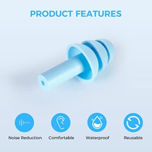 Reusable Silicone Ear Plugs - Rowotup Ultra Soft Waterproof Noise Cancelling Earplugs for Sleeping, Swimming, Snoring, Shooting, Concerts, Work - 28dB Highest Noise Reduction Rating (NRR) - 5 Pairs