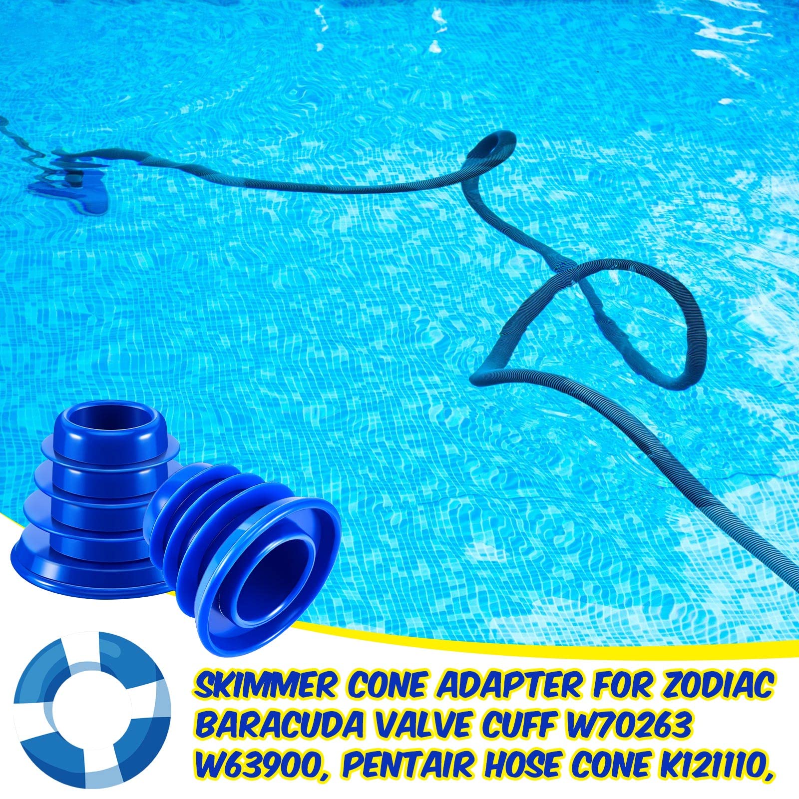 Fabbay 4 Pieces Pool Cleaner Skimmer Cone Adapter Pool Cleaner Valve Cuff Compatible with Zodiac Baracuda Valve Cuff W70263 W63900, Pentair Kreepy Krauly K121110, 1-1/2 Inch and 2 Inch Hose Cone