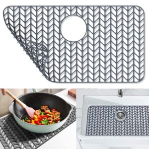 silicone sink mat protectors for kitchen 26''x 14'' jookki kitchen sink protector grid for farmhouse stainless steel accessory with rear drain