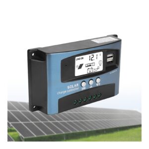gugxiom 100a solar charge controller, 12v/24v adaptive mppt tracking charging solar charger controller with lcd display, 3 stage charging dual usb solar panel controller(100a)