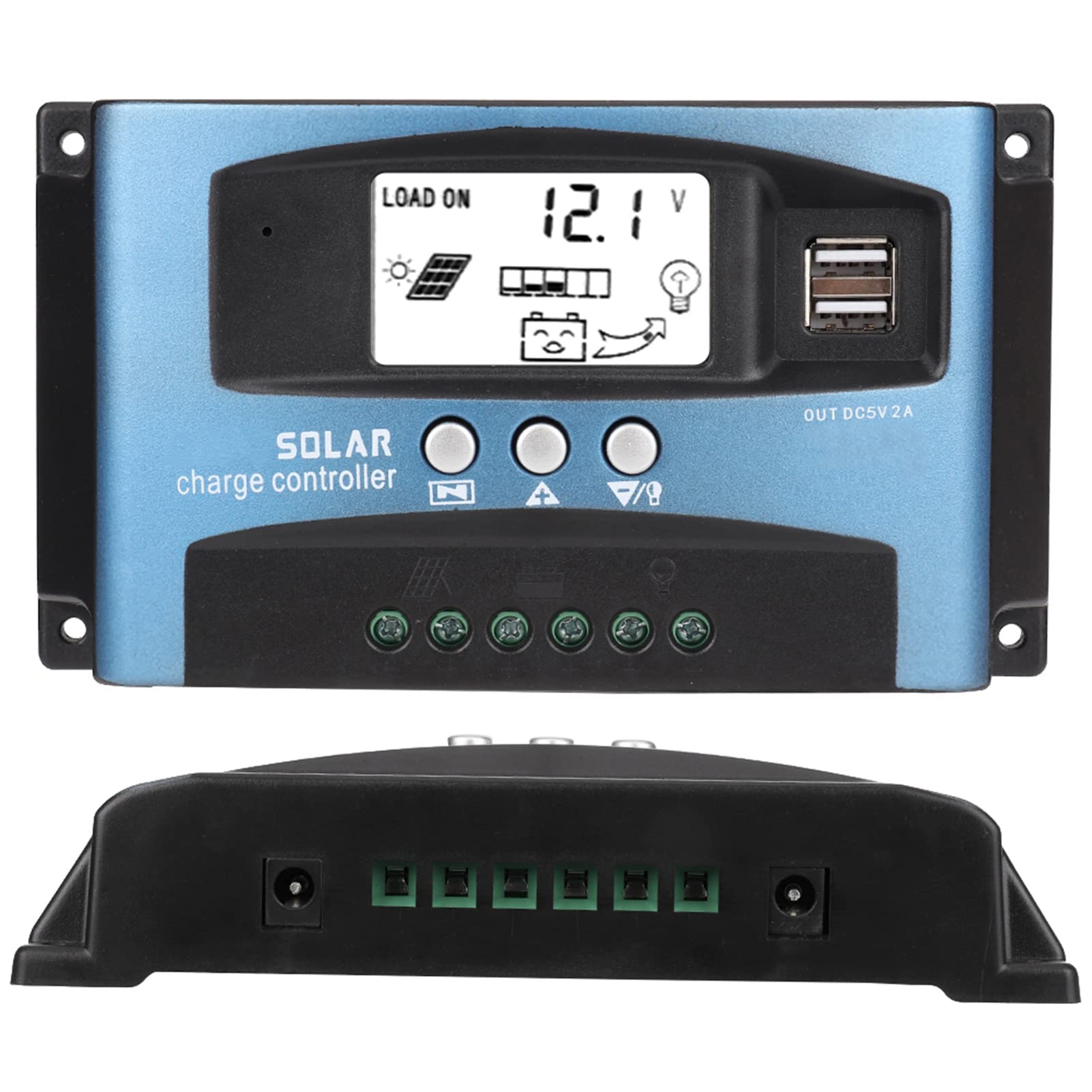 Gugxiom 100A Solar Charge Controller, 12V/24V Adaptive MPPT Tracking Charging Solar Charger Controller with LCD Display, 3 Stage Charging Dual USB Solar Panel Controller(100A)