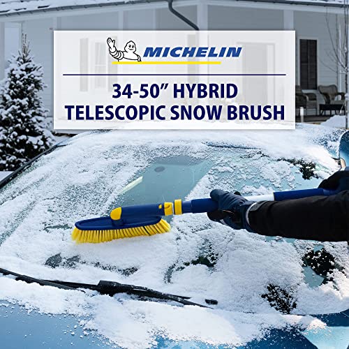 Michelin Hybrid Extendable 34-50” Snow Brush for Trucks, Ergonomic Multi-Tool, Detachable Swivel Head, Ice Scraper, Ice Pick, Non-Slip Foam Grip, Auto Window Snowbrush, Windshield Broom for Car, SUV