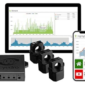 Eyedro Business 3-Phase Solar & Energy Monitor - View Your High Resolution Energy Usage in a Variety of ways via My.Eyedro.com (No Fee) - Energy Costs in Real Time - EYEDRO5-BEW (Ethernet/WIFI)