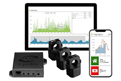 Eyedro Business 3-Phase Solar & Energy Monitor - View Your High Resolution Energy Usage in a Variety of ways via My.Eyedro.com (No Fee) - Energy Costs in Real Time - EYEDRO5-BEW (Ethernet/WIFI)