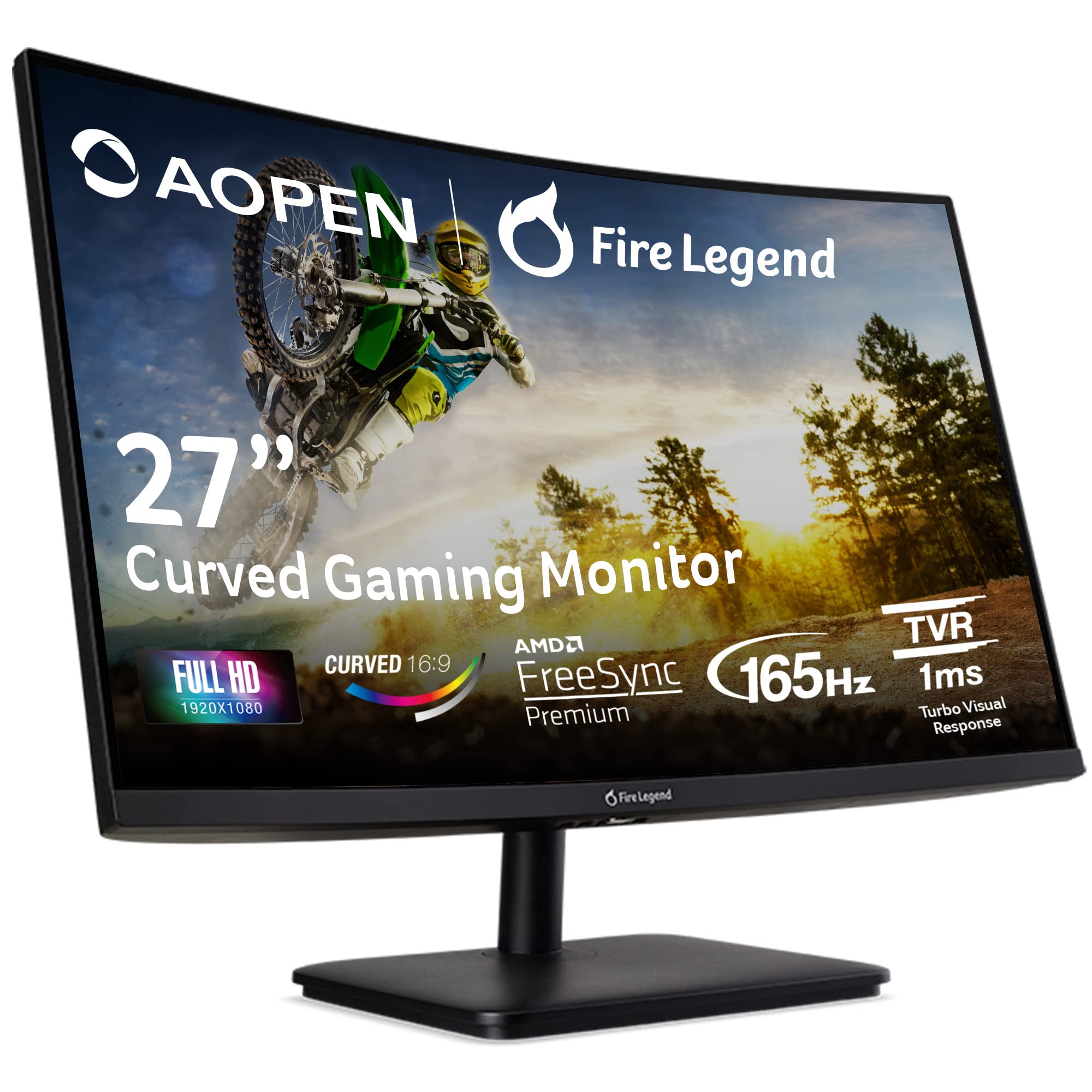 AOPEN 27HC5R Vbiipx 27" Full HD (1920 x 1080) VA 1500R Curved Gaming-Monitor | AMD FreeSync Premium | 165Hz Refresh Rate | 1ms-TVR | HDR 10 Support | Ports: 1 x Display Port 1.4 & 2 x HDMI 2.0, Black