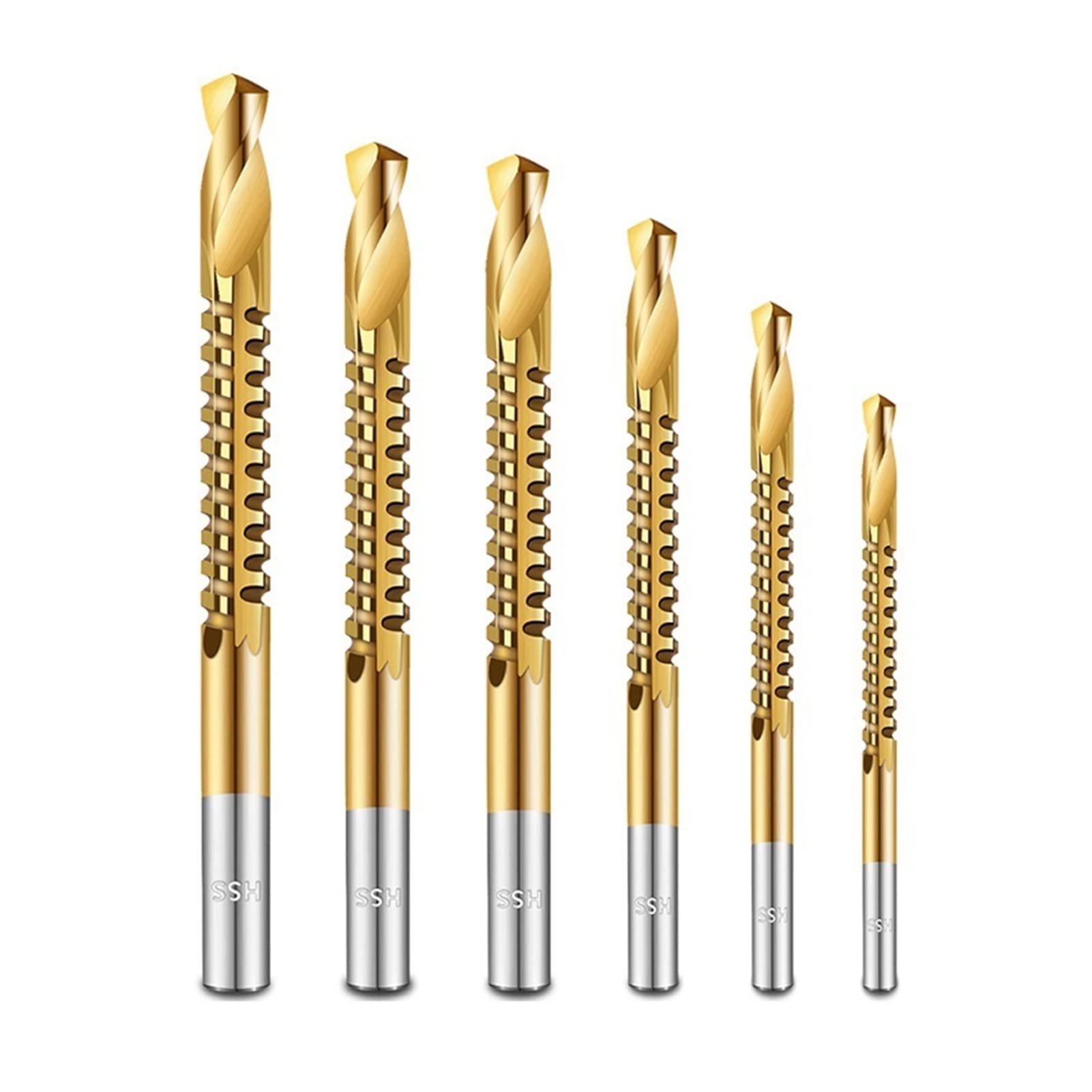 VIEUE Drill Bits 4/6 Piece Cobalt Bit Set Spiral Metric Composite Tap Bit Tap Twist Bit Wood Drill for Cutting Drilling Slotting (Color : 6Pcs8MM)